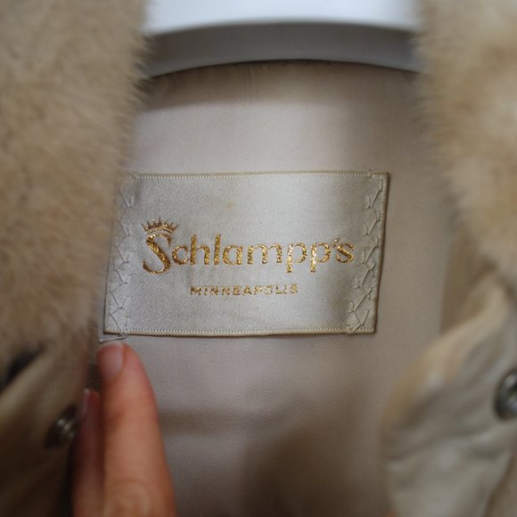 Schlampp's Two Tone Beige Mink & Leather Coat - Picture 11 of 14